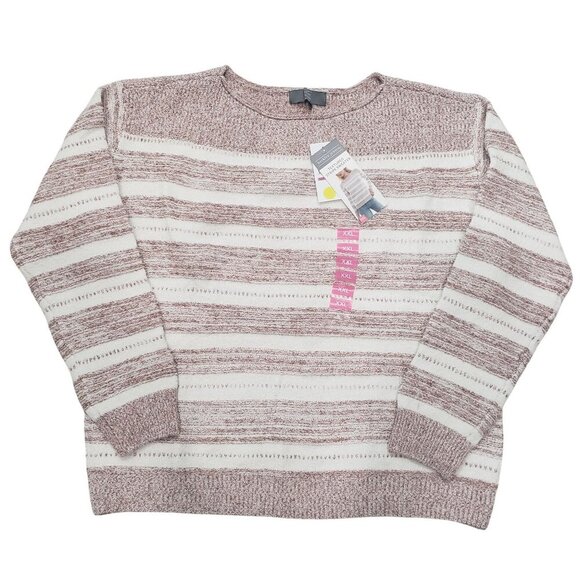 Berkley Jensen Textured Stripe Sweater Soft Cozy Preppy Retro Womens XXL 2XL - Picture 1 of 12